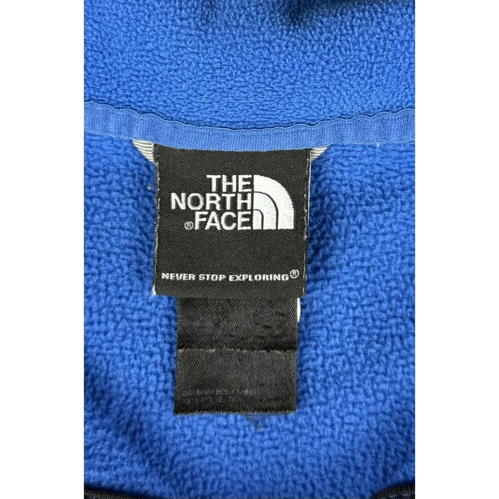 The North Face Men's Large Blue 1/4 Zip Fleece Pullover Jacket Logo